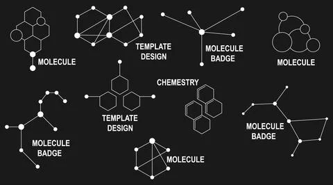 Molecule chemical structure, set of molecule structures. Vector illustration. Stock Illustration