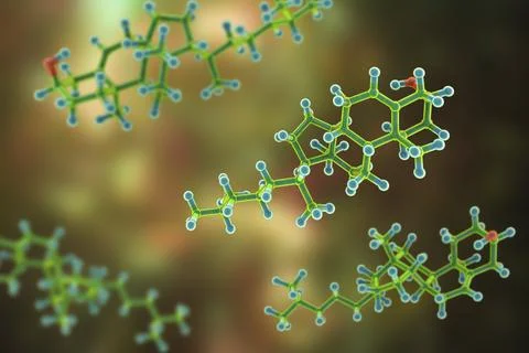 Molecule of cholesterol, 3D illustration Illustrazione stock