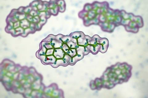 Molecule of cholesterol, 3D illustration Stock Illustration