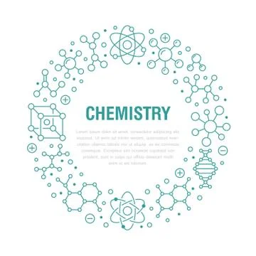 Molecule circle banner, abstract science background. Medical, chemistry poster Illustrazione stock