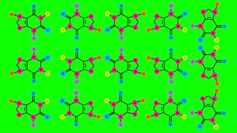Molecule coffee, seamless pattern, caffeine, chemistry, green screen Stock Footage 290375611