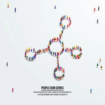 Molecule concept. A large group of people form to create a shape molecule. Stock Illustration