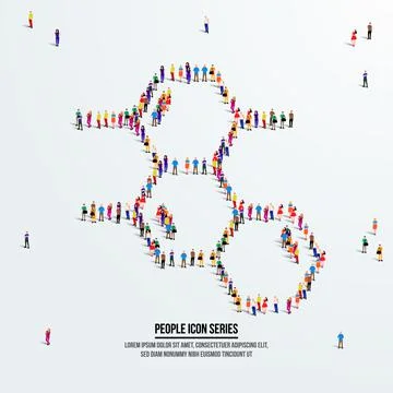 Molecule concept. A large group of people form to create a shape molecule. Stock Illustration