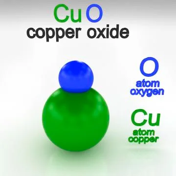 Molecule copper oxide, 3D illustration Stockillustratie