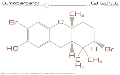 Molecule of Cymobarbatol Stock Illustration