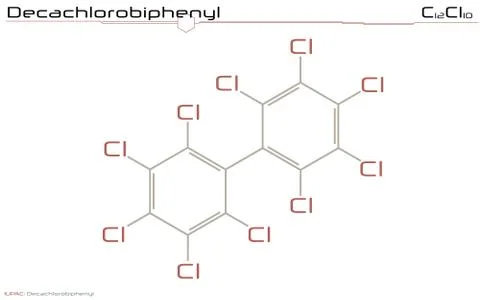 Molecule of Decachlorobiphenyl Stock Illustration