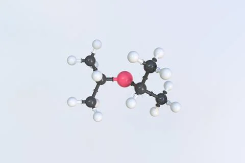Molecule of diisopropyl ether, isolated molecular model. 3D rendering Stock Illustration