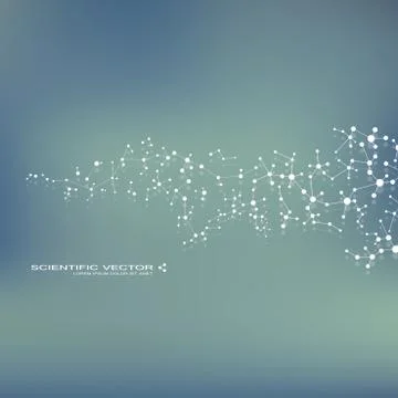 Molecule DNA and neurons vector. Molecular structure. Connected lines with dots Stock Illustration