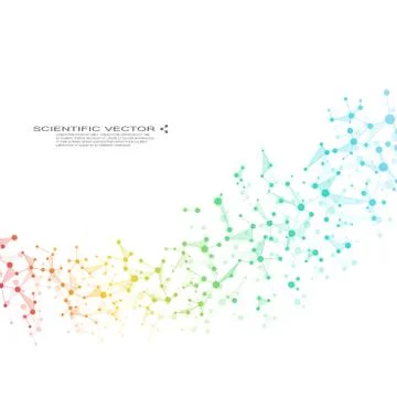 Molecule DNA and neurons vector. Molecular structure. Connected lines with dots Stock Illustration