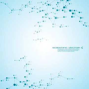Molecule DNA and neurons vector. Molecular structure. Connected lines with .. Stock Illustration