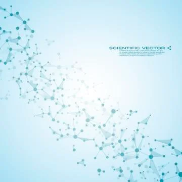 Molecule DNA and neurons vector. Molecular structure. Connected lines with .. Stock Illustration