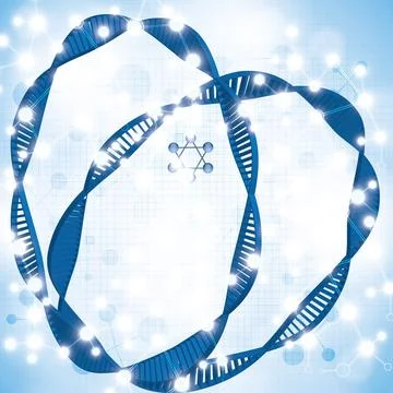 Molecule DNA blue background Stock Illustration