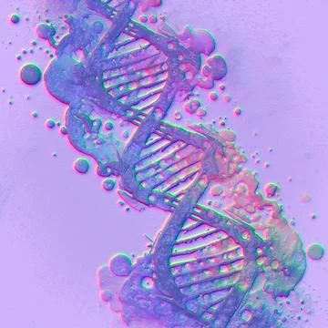 Molecule of DNA, double helix, genetic mutation and genetic disorders, 3D i.. Stock Illustration