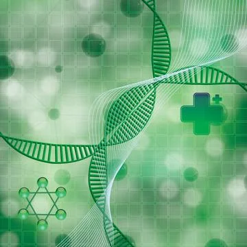 Molecule DNA green background Stock Illustration