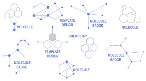 Molecule, DNA macromolecule. Logo of a hexagonal molecule. Banner Stock Illustration