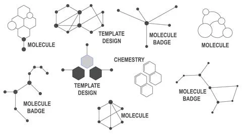 Molecule, DNA macromolecule. Logo of a hexagonal molecule. Banner Stock Illustration