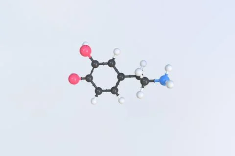 Molecule of Dopamine. Isolated molecular model, 3D rendering Stock Illustration