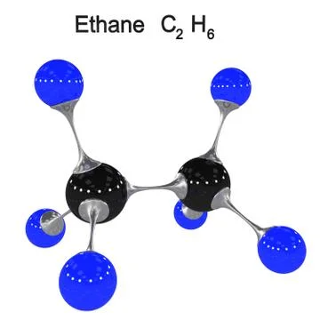 Molecule ethane, 3D illustration Stockillustratie