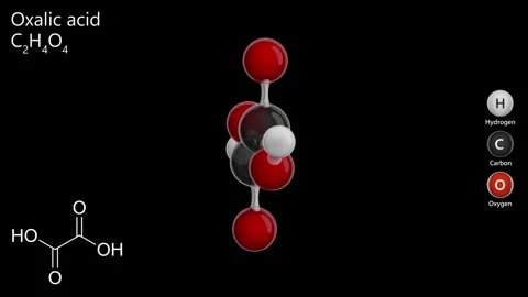 Molecule of Ethylene oxide (C2H4O). Black background. 3d render Vídeo Stock 287305637