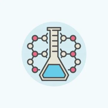 Molecule with flask icon Stock Illustration