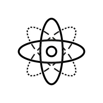 Molecule flat icon. Pictogram for web. Line stroke. Atom symbol isolated on w Stock Illustration