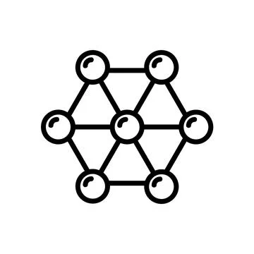 Molecule flat icon. Pictogram for web. Line stroke. Atom symbol isolated on w Stock Illustration