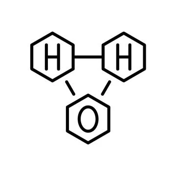 Molecule flat icon. Pictogram for web. Line stroke. Atom symbol isolated on w Stock Illustration