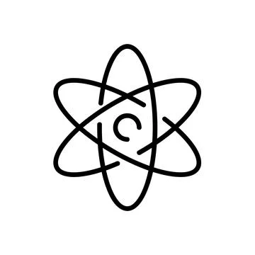 Molecule flat icon. Pictogram for web. Line stroke. Atom symbol isolated on w Stock Illustration