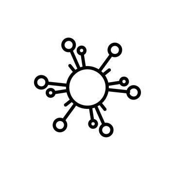 Molecule flat icon. Pictogram for web. Line stroke. Atom symbol isolated on w Stock Illustration