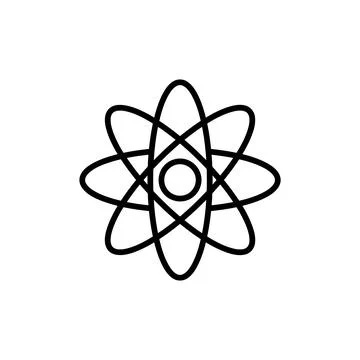 Molecule flat icon. Pictogram for web. Line stroke. Atom symbol isolated on w Stock Illustration