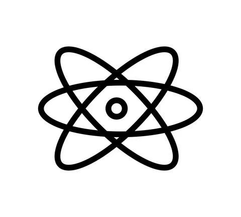 Molecule flat icon. Pictogram for web. Line stroke. Atom symbol isolated on w Stock-Illustration