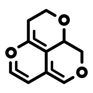 Molecule flat icon. Pictogram for web. Line stroke. Atom symbol isolated on w Stock Illustration