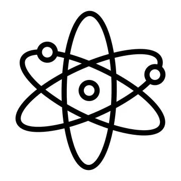 Molecule flat icon. Pictogram for web. Line stroke. Atom symbol isolated on w Stock Illustration