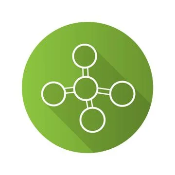 Molecule flat linear long shadow icon 스톡 일러스트