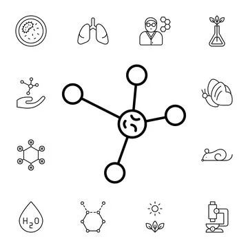 Molecule flat vector icon in biology pack Stock Illustration