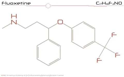 Molecule of Fluoxetine Stock Illustration