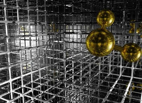 Molecule in futuristic space - 3d rendering イラスト素材