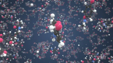 Molecule of generic paracetamol. Molecular model, looping seamless 3d animation Stock-Footage 154547030