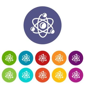 Molecule genetics icons set vector color Stock Illustration