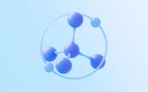 Molecule with glass material, 3d rendering. Stock Illustration