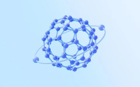 Molecule with glass material, 3d rendering. Stock Illustration