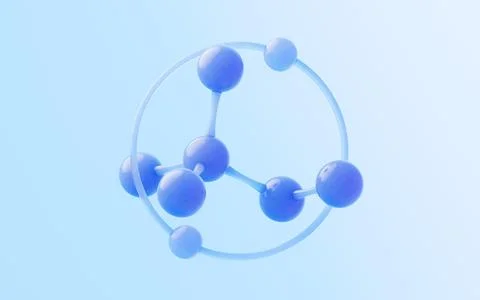 Molecule with glass material, 3d rendering. Stock Illustration