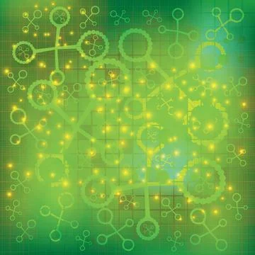 Molecule green background Stock Illustration