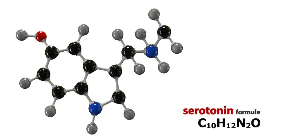 Molecule of hormone serotonin Stock Illustration