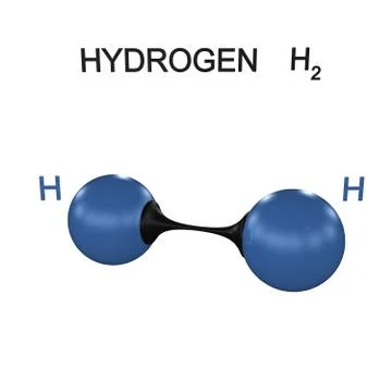 Molecule hydrogen, 3D illustration Illustrazione stock