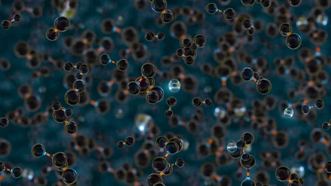 Molecule Hydrogen oxygen nitrogen science loop tile swirl tech background. This Stock Footage 302286066