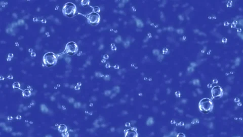 Molecule Hydrogen oxygen zoom in. This 3D animation zooming into hydrogen or Stockbeeldmateriaal 340387842