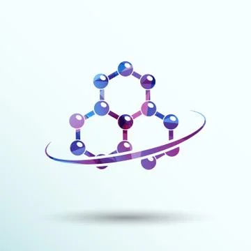 Molecule icon atom chemistry vector symbol element Stock Illustration