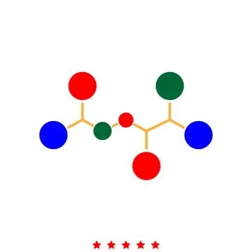 Molecule icon . Different color . Stock Illustration