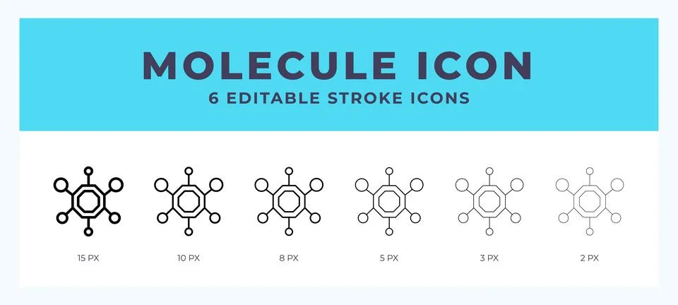 Molecule icon with editable stroke. Outline icon vector illustration. Stock Illustration